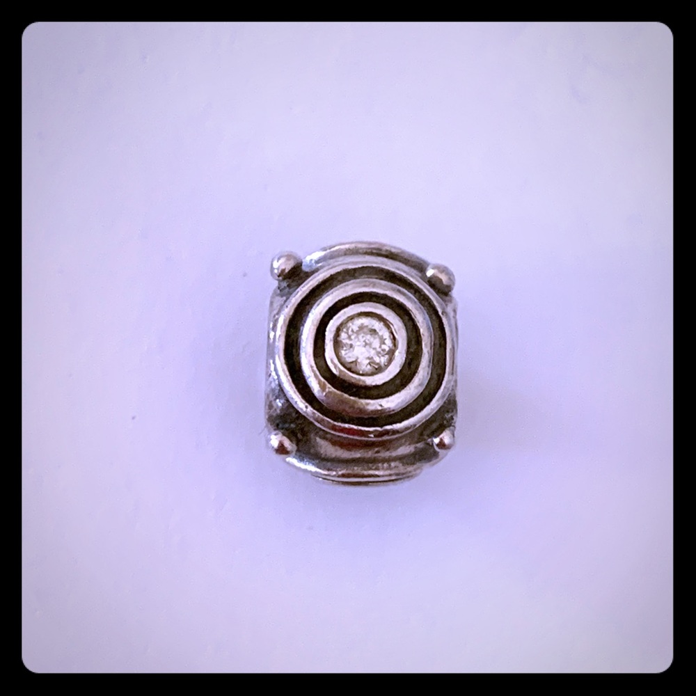Pandora sterling silver retired Charm w CZ stones.